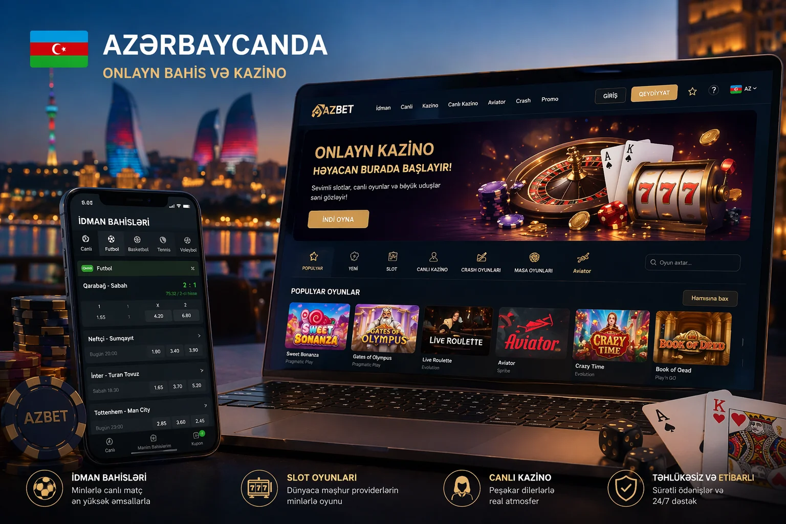 Azərbaycanda onlayn bahis və kazino — welcome bonus, AZN ödənişlər və lisenziyalı operatorlar