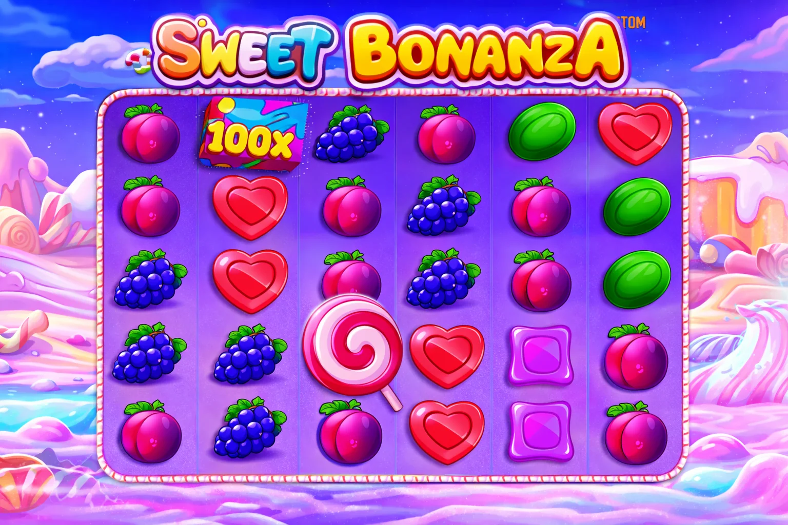 Sweet Bonanza slotu — meyvə və şəkərlər, Pragmatic Play cluster-pay mexanikası